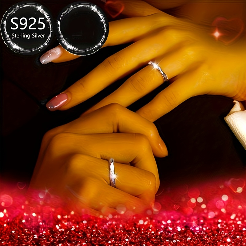 925 Silver Geometric Wedding Bands - Perfect Gift for Girlfriend